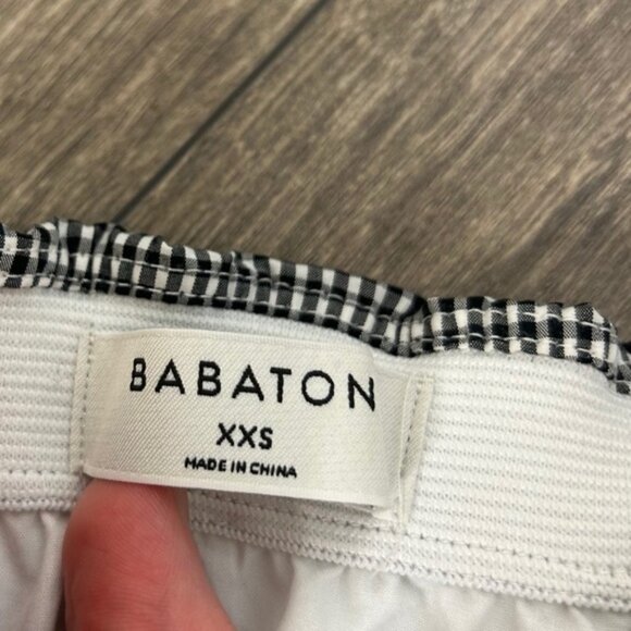 Aritzia Babaton Eckered Blouse Cropped Tube Top Bandeau Gingham Black Size XXS - Picture 8 of 10